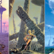 A collage of covers by Michael Whelan from Isaac Asimov’s Foundation series.